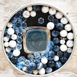 Gemology Bead Kit New Howlite Stone Enamel Pendant Hardware Blue White Silver